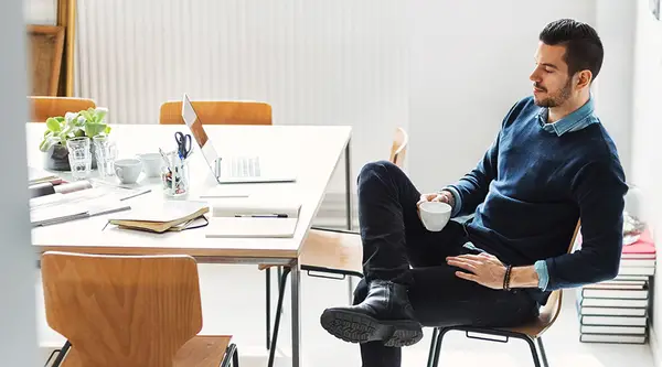 business woman relaxing at her office