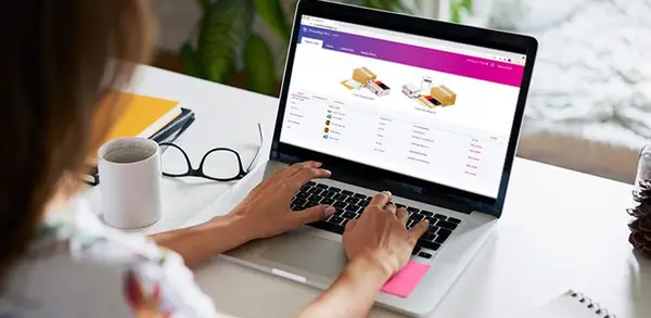 Woman working on laptop