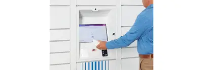 working scanning a qr code on their phone to open up a smart locker